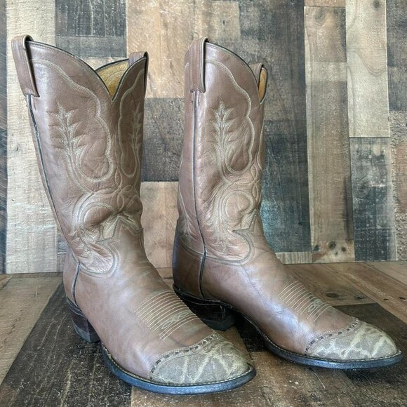 Tony Lama Wingtip Gold Label Vintage Cowboy Boots Mens 11.5 D - Picture 4 of 8